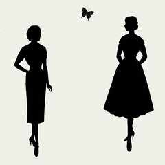 Retro silhouettes women - 217777252