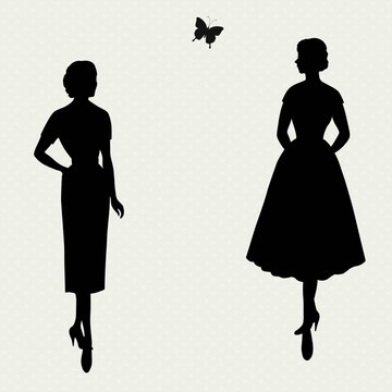 Retro silhouettes women