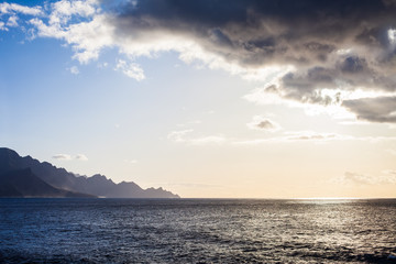 Scenic sunset over sea in Gran Canaria coast