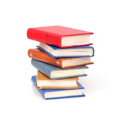 Stacks of books isolated on white background