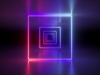 3d render, abstract fashion background, glowing lines, violet neon lights, ultraviolet neon square...
