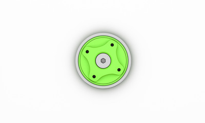 Button green on white background 3d illustration