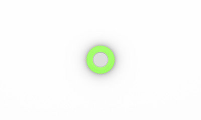 Button green on white background 3d illustration