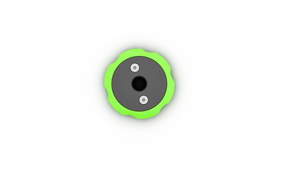 Button green on white background 3d illustration