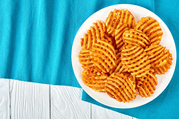 Crispy Potato Waffles Fries on a plate