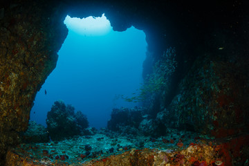 An underwater archway at Western Rocky in the Mergui Archipelago, Myanmar