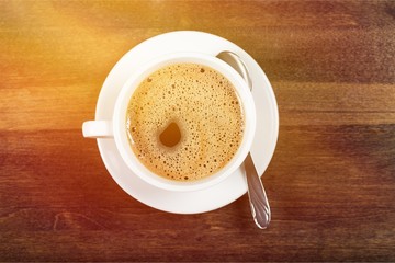 Coffee cup on desk
