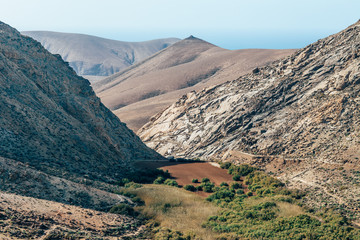 Dry mountain lake on Fuerteventura island