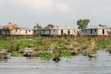 Houses at Ganvie village on Lake Nokoue, Benin