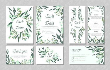 Wedding Cards with Eucalyptus.