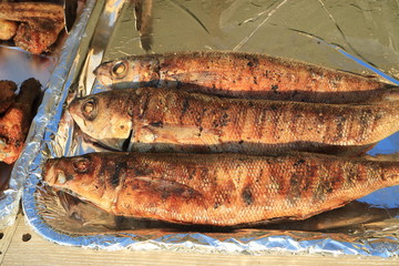 Picture of fish cooked on the grill.