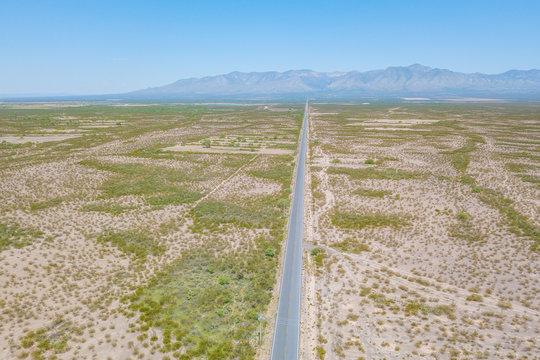 Highway at Real de Catorce desert in San Luis Potosi, Mexico 
