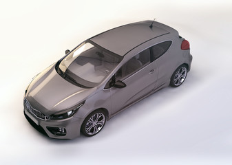 modern metallic gray city car - 3D rendering