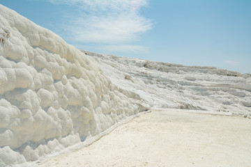 Pamukkale cotton castle. White desert
