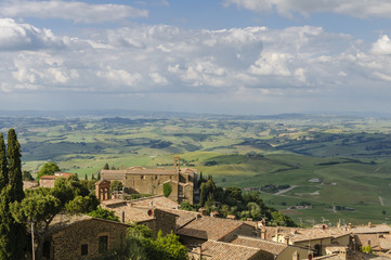 Fototapeta na wymiar Panorama of Montalcino and Tuscany landscape, Italy, Europe