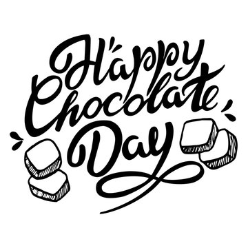 Hand Drawn Happy Chocolate Day Typography Lettering Poster.