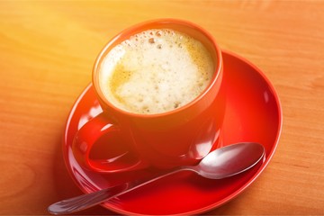 Coffee cup on desk