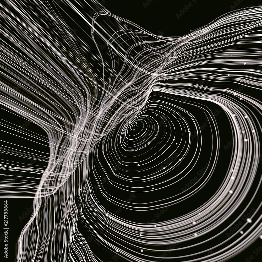 Aufkleber magic wavy rings with on a dark background. 3d rendering
