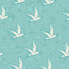 Seamless background with flying Sea Bird and Seagull Vector Illustration