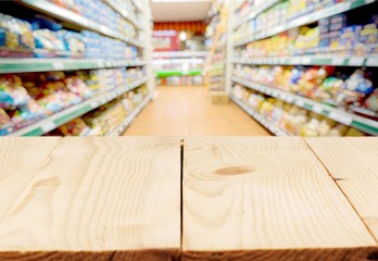 Wooden planks with mall background