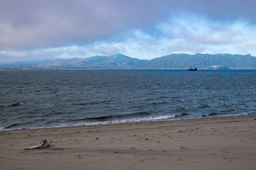 Mouth of the Columbia River in Oregon at the Pacific Ocean