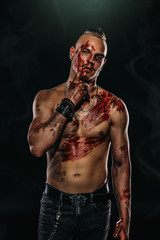fighter in blood