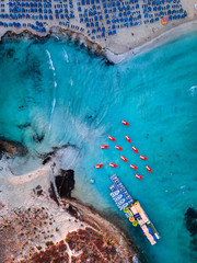 An aerial photo of the famous Nissi beach in Ayia Napa