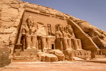 Foto op Plexiglas De grote tempel van Ramses II, Abu Simbel, Aswan, Egypte, Afrika © matiplanas