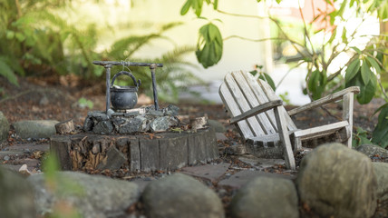 Campfire camping outdoor activity miniature