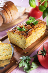 Vegetarian courgette pate on natural background
