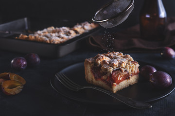 Delicious plum crumble cake