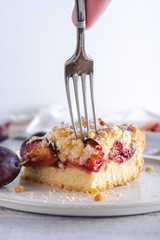 Delicious plum crumble cake
