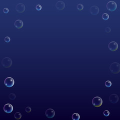 ubble with Hologram Reflection. Set of Realistic Water or Soap Bubbles for Your Design.