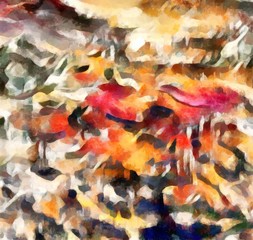 Creative painting pictorial art. Colorful wallpaper in modern style. Abstract texture background. Digital artwork for graphic design or pints on canvas. Stock. Can be used as conceptual pattern.