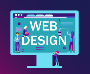 Web design. Creating new product, coding. Flat style.