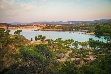Fototapeta premium Beautiful seascape at twilight. Hiking outdoors.