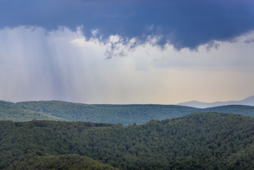 Fototapeta premium Clouds over Bieszczady Mountains in Poland, view from Wetlina Hiking Trail