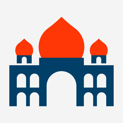 Flat Taj Mahal mausoleum pixel perfect vector icon