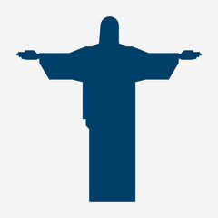 Flat Jesus Statue in Rio de Janeiro Brazil pixel perfect vector icon