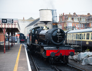 restored British steam locomotive 7827 'Lydham Manor', Paignton, Devon, England, United Kingdom, May 24, 2018 © Maksims