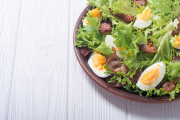 Fresh salad with bacon