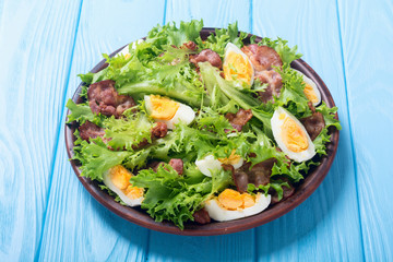 Fresh salad with bacon