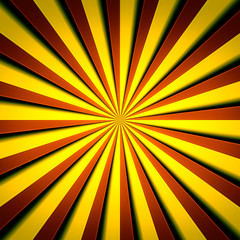 Obraz premium A red and yellow striped texture, with shadows, converging and forming a circle. Retro vintage style. 