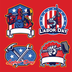 labor badge design in set
