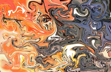 Abstract background in impressionism style. Marble art in liquid painting. Modern fluid artwork. Creative texture. Swirl pattern with marbled elements. Vortex bright design. Fantasy style effect. 