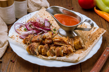 Kebab from lamb ribs