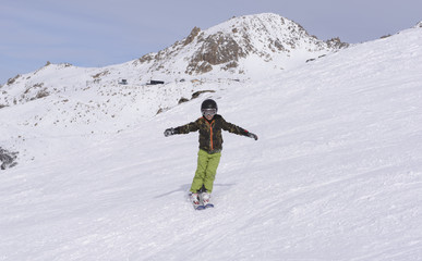 Young Man Skiing in Snow. Ski Center in San Carlos de Bariloche, Patagonia, Argentina.