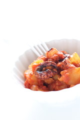 Italian food, octopus and tomato simmered