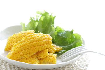 Boiled sweet corn for sald image