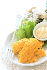 Boiled sweet corn for sald image